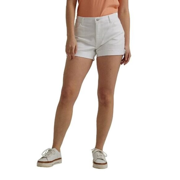 NWOT WRANGLER Classic White Jean Roll Shorts Womens Size 12‎ - Picture 1 of 6